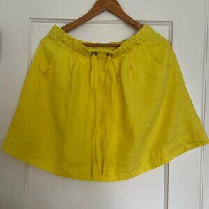 London Jean Citrus Yellow Linen Drawstring Mini Skirt | Size Medium